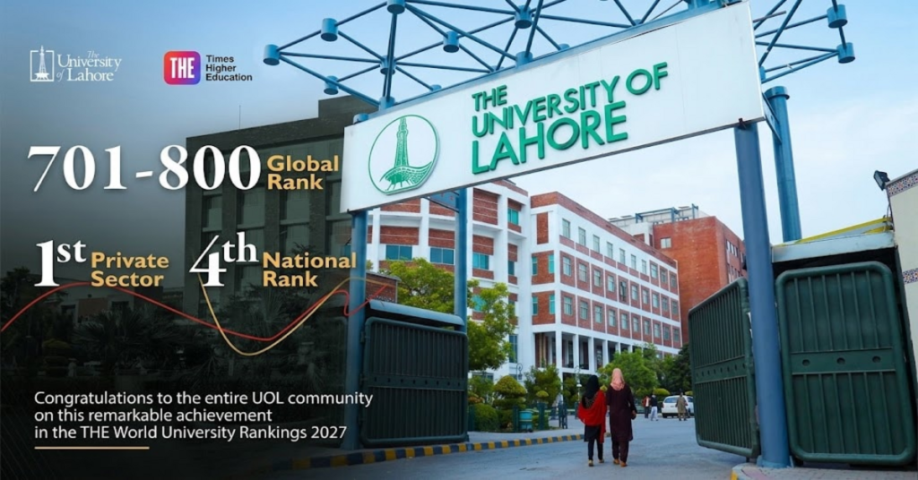 University of Lahore secures 701–800 Global Band in THE World University Rankings 2027