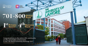 University of Lahore secures 701–800 Global Band in THE World University Rankings 2027
