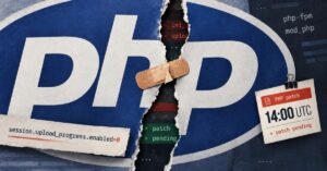 PHP2Shell vulnerability: torn PHP logo with a patch bandage, Black October 2026